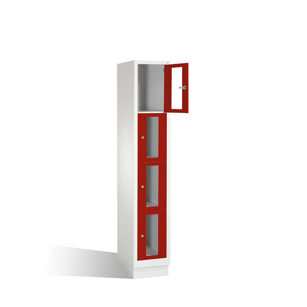 C+P Schließfachschrank Classic, H1800xB320xT500mm, Farbe: Lichtgrau / Rubinrot, 8020A104 S10001