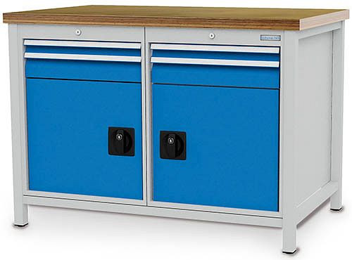 Bedrunka+Hirth Kastenwerkbank Serie 1200 R18-24, 1x 50, 1x 100 mm, 1x 50, 1x 100 mm, Schubladen-Vollauszug, 1200 x 750 x 959 mm, 03.12.05V9