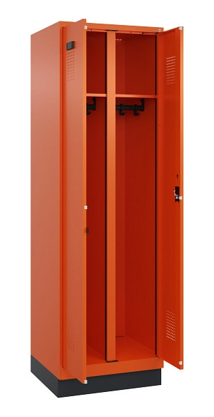 C+P Schwarz-Weiß-Spind Evolo PLUS, mit Sockel, 2 Abteile, 1950x600x500mm, 2004/2, Zylinderschloss, 049022-20 S10050