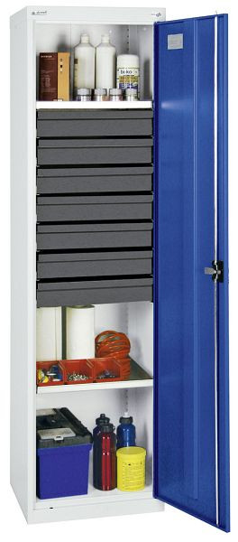 stumpf Werkzeug- und Materialschrank Serie 3000, 7035/5010, 7 Schublade 100 mm, 2 Wannenböden, 3005274