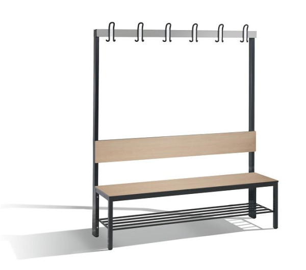 C+P Garderobenbank mit Rückenlehne, Basic Plus, H1650xB1500xT407mm, 8061-110 S10002