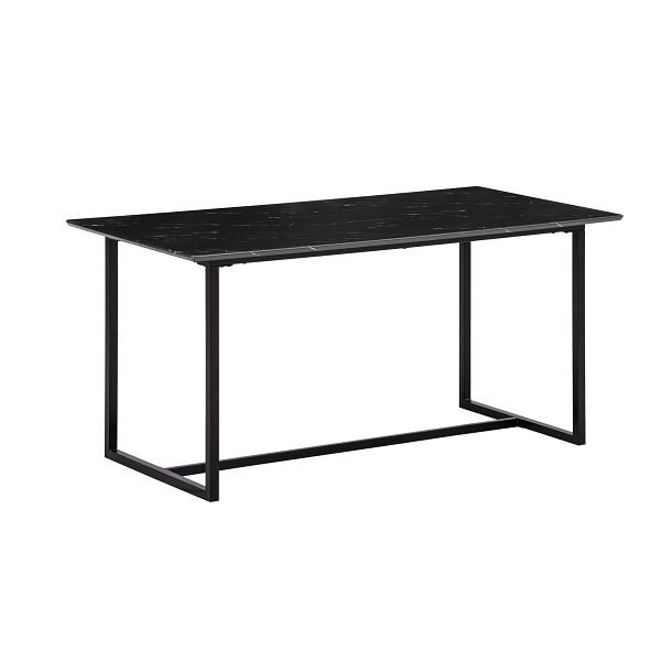 Wohnling Esszimmertisch 160x80x76cm Küchentisch Schwarz in Marmor-Optik, Esstisch Groß, Speisetisch Rechteckig, WL6.968