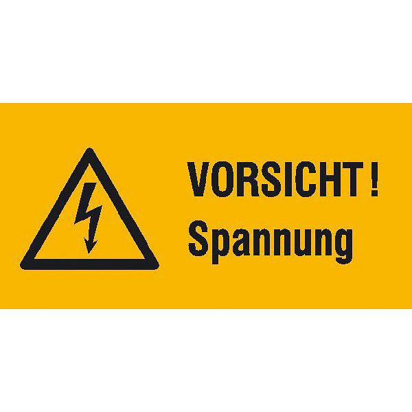SafetyMarking Warn-Kombischild, Vorsicht Spannung, BxH 5,2x2,6 cm, Folie, selbstklebend, VE: 9 Stück/Bogen, 30.0591