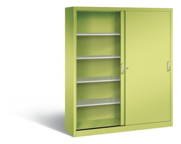 C+P Schiebetürenschrank Acurado, H1950xB1600xT400mm, Farbe: Viridingrün / Viridingrün, Bügelgriff, 5 OH, 2140-00 S10217