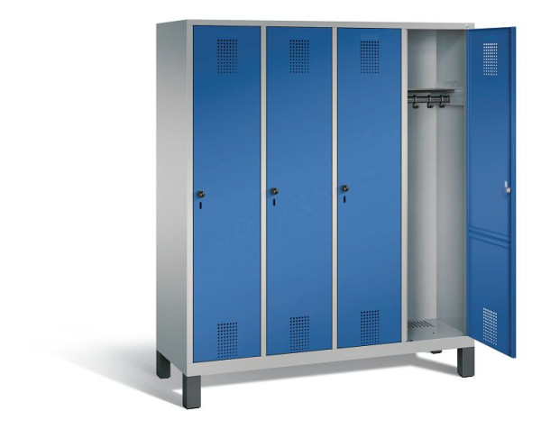 C+P Garderobenschrank Evolo, H1850xB1590xT500mm, Farbe: Weißaluminium / Enzianblau, 48010-42 S10249