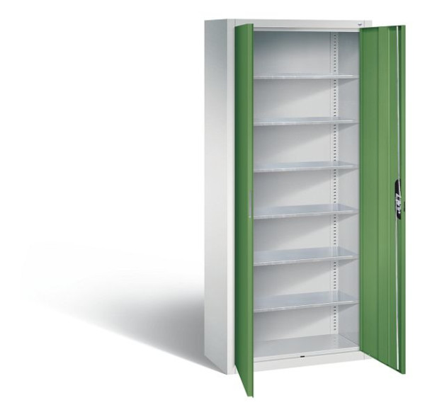 C+P Magazinschrank Serie 13, H1690xB700xT300mm, Farbe: Lichtgrau / Resedagrün, Muldengriff, 133413-20 S10069