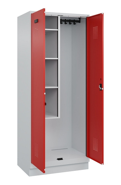 C+P Putzmittel-Spind Evolo PLUS, mit Sockel, 2 Abteile, 1950x800x500mm, 7035/302, Zylinderschloss, 049120-02 S10032