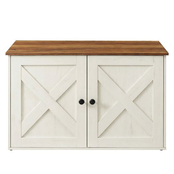 Feandrea Katzentoilettengehege, Honigbraun und rustikalweiß, 80x53x50 cm, PCL002P01