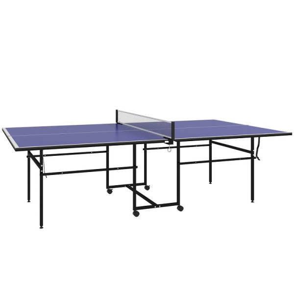 SPORTNOW Tischtennisplatte, klappbar, mobil, 2 Schläger, 3 Bälle, Metallrahmen, 274x152,5x76 cm, Blau, A90-351V00BU