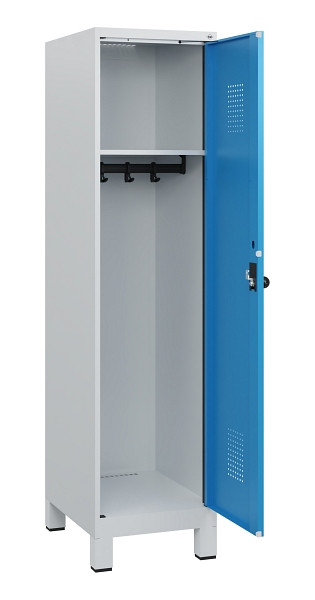 C+P Spind Evolo PLUS, Füße, 1 Abteil, 1630x400x500mm, 7035/5012, Drehriegel, 0490105-12 S10007