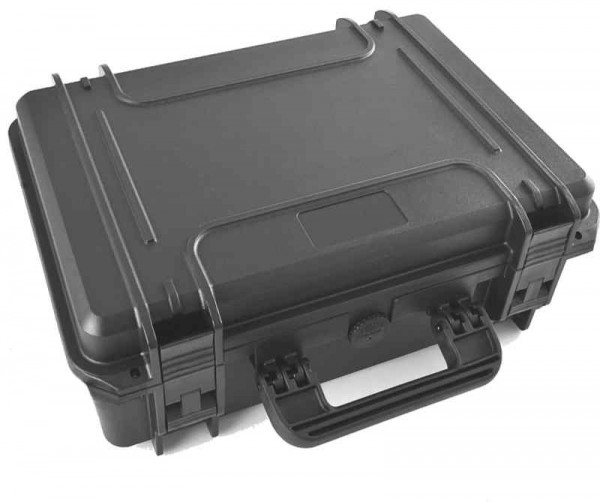 MAX wasser- und staubdichter Kunststoffkoffer in schwarz, mit einmontierter Werkzeugtasche, MAX430PU