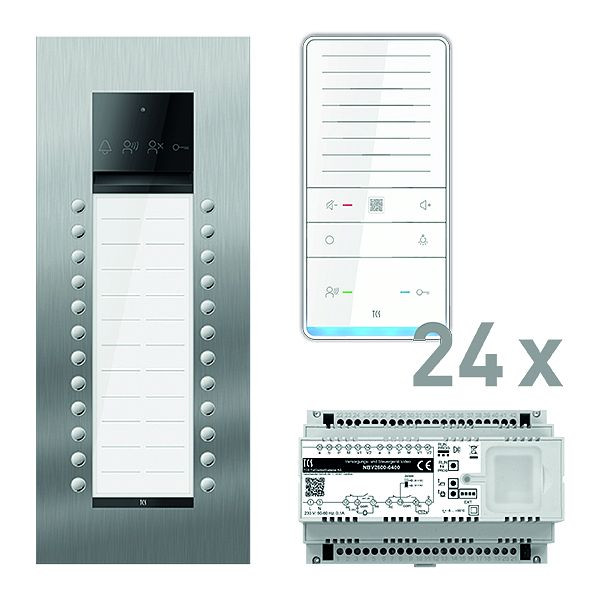 TCS Türkontrollsystem audio: pack PRO 24WE Außenstation ASU 24T UP 24x Freisprecher ISW6031 Steuergerät, PAUF242/006