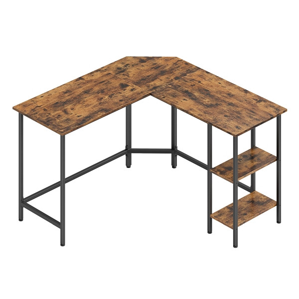 SONGMICS Computerschreibtisch, Vintagebraun, 130x120x76 cm, LWD123K01
