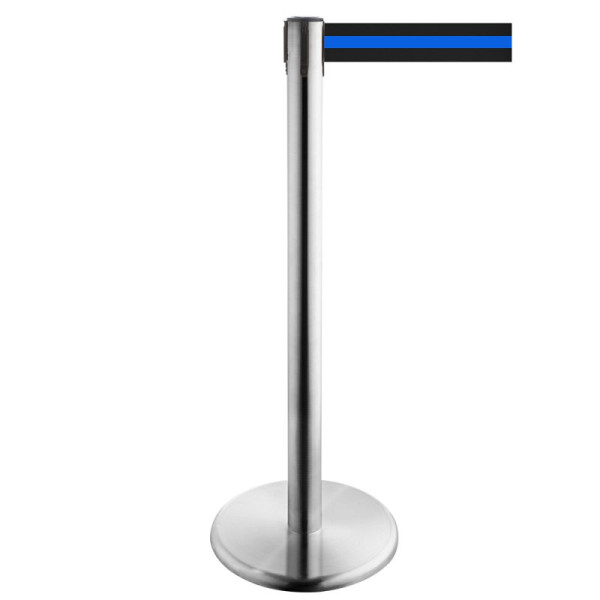 Stein HGS Personenleitsystem -P-Line Future-, Edelstahl, schwarz/blau waagerecht (geblockt), mit Gurtendstück (Standard), 15701-0702