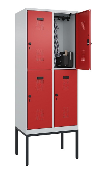 C+P Doppelstock-Spind Evolo PLUS, Gestell, 4 Fächer, 2120x800x500mm, 7035/3000, Drehriegel, 0493307-22 S10003
