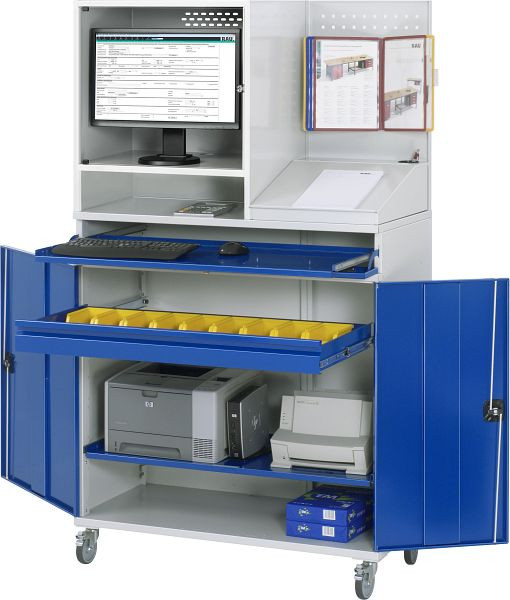RAU Computer-Schrank - Modell 69, B1100 x T520 x H1895 mm, Monitorgehäuse B650 x T520 x H710 mm, 07-1100-M69-MG5F.11