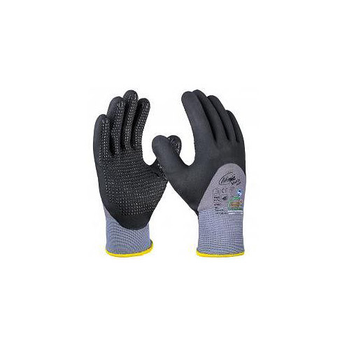 NINJA Ninja Maxim Plus, NFT Nitrilschaum-Feinstrickhandschuh, grau / schwarz, 3/4 beschichtet, mit Punktbenoppung, Größe: 10, VE: 12 Paar, 47402-10