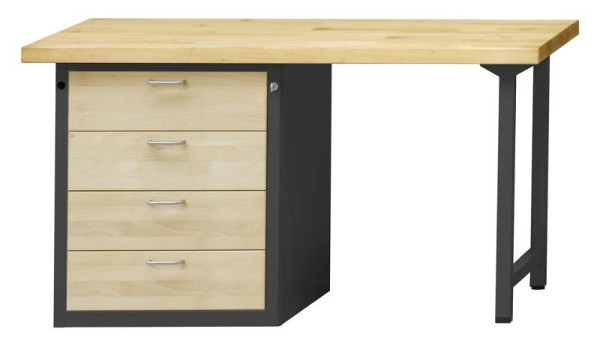 ANKE Werkbänke Kombiwerkbank, Modell 808 VH, 1500 x 700 x 890 mm, RAL 7016/Buche, BMP 40 mm, 420.029