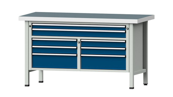ANKE Werkbänke Kastenwerkbank, Modell 259 V, 1500 x 700 x 850 mm, RAL 7035/5010, UBP 50 mm, 304.154