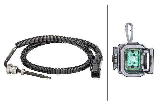HELLA Sensor, Abgastemperatur, 2-polig, geschraubt, Kabel: 575mm, 6PT 358 181-361