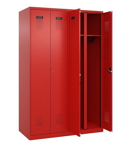 C+P Schwarz-Weiß-Spind Evolo PLUS, 4 Abteile, 1850x1200x500mm, 3020/3020, Zylinderschloss, 049002-40 S10052