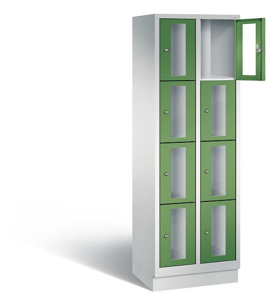 C+P Schließfachschrank Classic, H1800xB610xT500mm, Farbe: Lichtgrau / Resedagrün, 8020A204 S10004