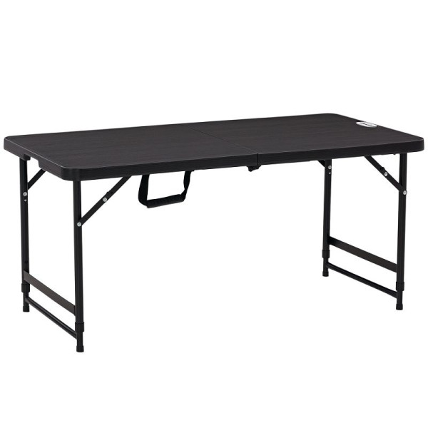 Outsunny Outdoortisch, Gartentisch, für 4 Personen, klappbar, höhenverstellbar, Holzoptik, grau+schwarz, 84G-005V00CG