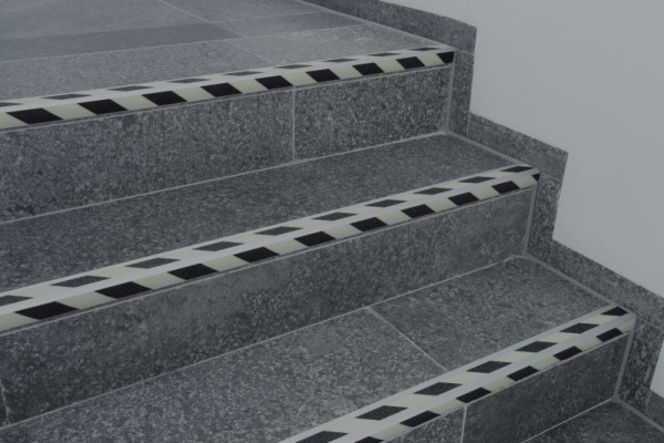 Mehlhose Antirutschtreppenkantenprofil Aluminium mit m2 Antirutschbelag, Easy Clean nachleuchtend schwarz/grün 53x1000x31mm, 2 Streifen, ATM3XS2