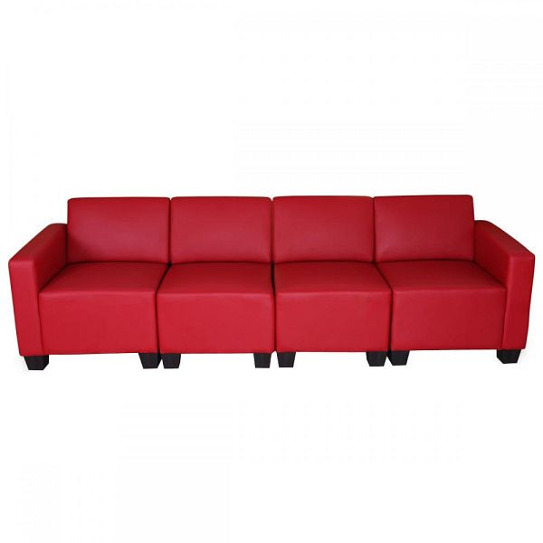Mendler Modular 4-Sitzer Sofa Couch Lyon, Kunstleder, rot, 2x21691+21695+21698