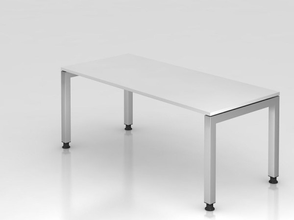 Hammerbacher Schreibtisch U-Fuß eckig 180x80cm Weiß, Rechteckform, schwebende Platte, VJS19/W/S