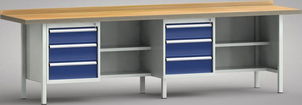 KLW Standard-Werkbank - 3000 x 700 x 840 mm L x T x H, je Arbeitsplatz links 150EA/2x175EA, WS388N-3000M40-E1630