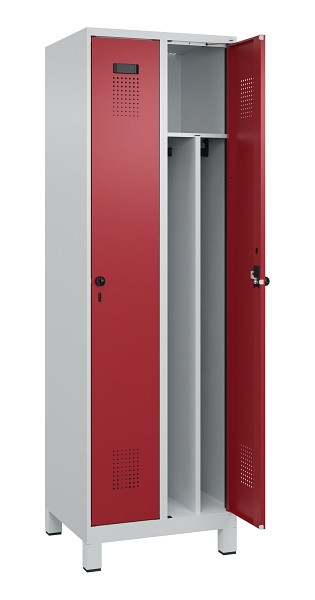 C+P Spind Evolo PLUS, mit Füßen, 2 Abteile, 1950x600x500mm, 7035/3003, Verschluss Drehriegel, 049010-20F S10004