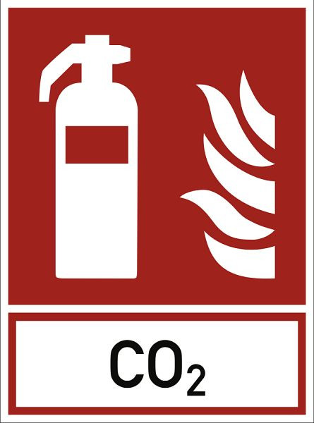 Moedel Kombischild Feuerlöscher mit Text CO2, Folie, 200x270 mm, 108162
