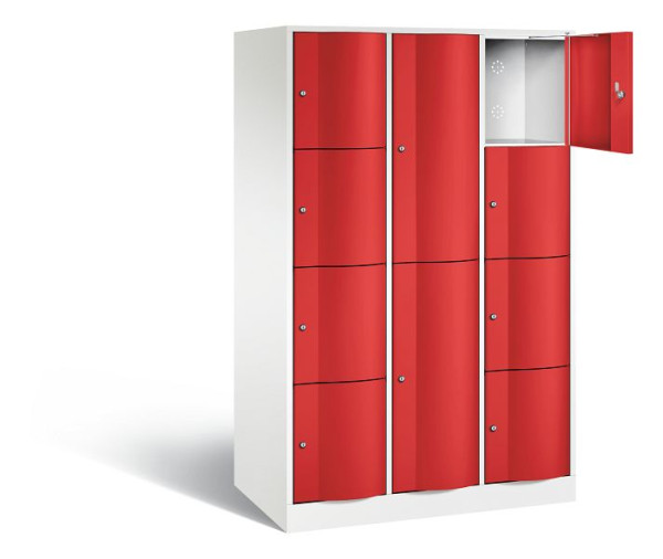 C+P XL-Kombi-Schließfachschrank Resisto, H1950xB1148xT640mm, Farbe: Verkehrsweiß / feuerrot, 8070-3733 S10029