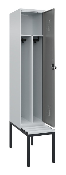 C+P Spind Evolo PLUS, 1 Abteile, 2120x400x815mm, 7035/0004, Haken 4, Drehriegel, Sitzfläche Kunststoff, Sitzbank, Trennwand, 0490507-12F S10068