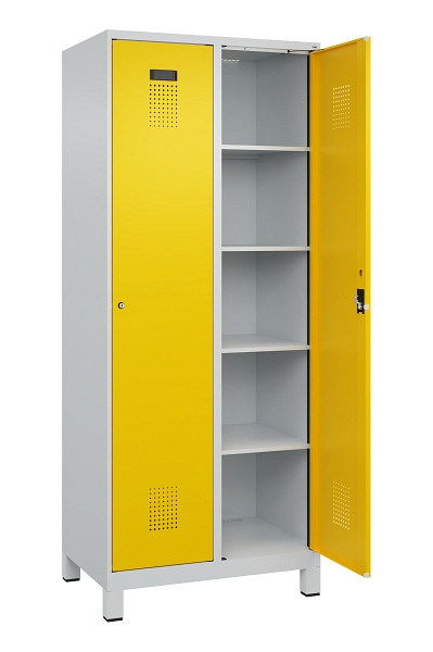 C+P Wäsche-Spind Evolo PLUS, mit Füßen, 2 Abteile, 1950x800x500mm, 7035/1023, Verschluss Zylinderschloss, Ablageböden 8, 049010-22B S10028