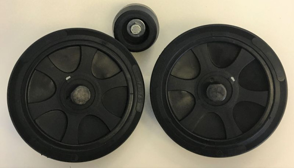 ELMAG PVC-Radsatz für TURBO 260 (Abac) Ø 150 mm + Puffer 45mm, inklusive Achsen und Schrauben, 9100365