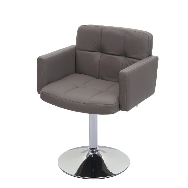 Mendler Esszimmerstuhl Orlando, Küchenstuhl Drehstuhl Stuhl, Kunstleder Chrom, taupe-grau, 74286