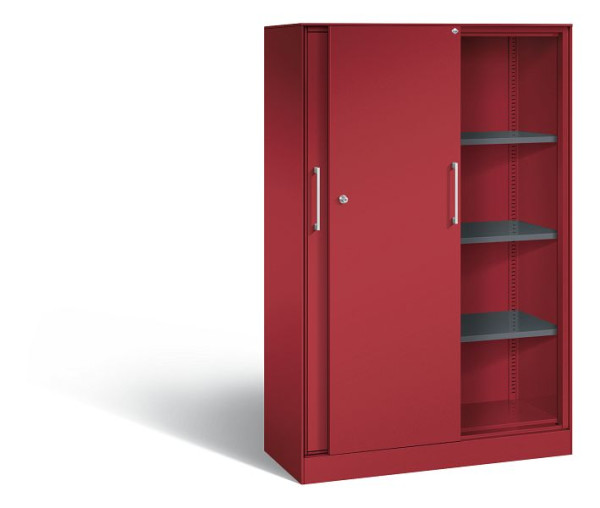 C+P Schiebetürenschrank Asisto, H1635xB1000xT435mm, Farbe: Rubinrot, Bügelgriff, 4 OH, 142012-000 S10043