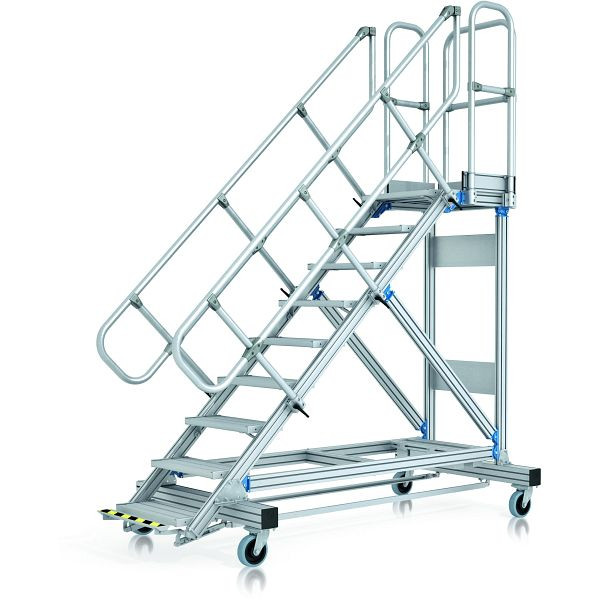 ZARGES Plattformtreppe Ergo Stop 45° 16 Stufen, 600 mm breit, Höhe 3,65 m, 40255026