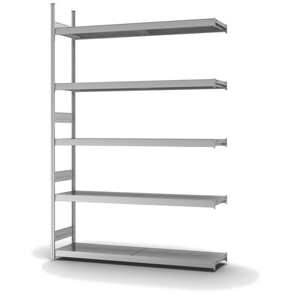 hofe Großfach-Anbauregal, 3000x400x2000 mm, 5 Fachebenen, verzinkt, 350 kg Fachlast, 2000 kg Feldlast, zweiseitige Bedienung, GZA30420B