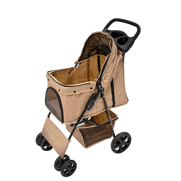 Monster Haustierwagen mit Regenabdeckung, gewebtes Beige, 213902