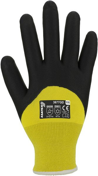 ASATEX Winterhandschuh, Nitrilschaumbeschichtung, Farbe: gelb/schwarz, VE: 60 Paar Größe: 11, 3677GD-11