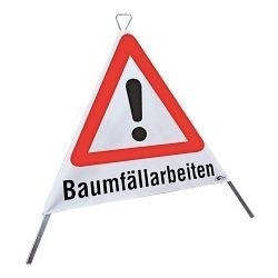 Garant Faltsignal 900 mm, Vz 101 (!) und Text "Baumfällarbeiten", 021630-1