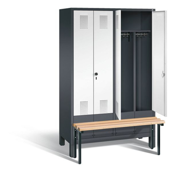 C+P Schwarz-Weiss-Spind Evolo, H1850xB1190xT815mm, Farbe: Schwarzgrau / Verkehrsweiß, 48032-40 S10108