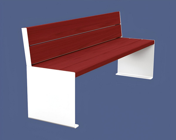 Procity Sitzbank Kube, 1800 mm, Mit Rückenlehne Stahl & Holz Ohne Armlehnen, Mahagoni/RAL 9010, 306384.9010.ACAJ