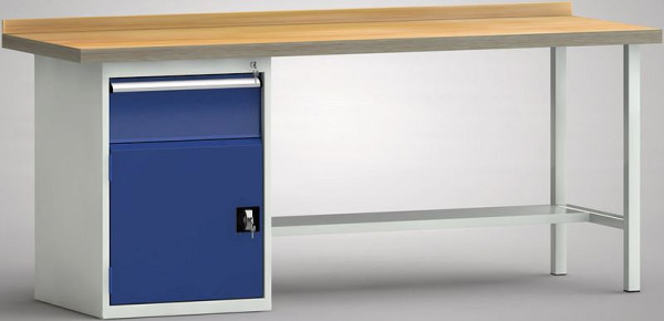 KLW Standard-Werkbank - 2000 x 700 x 840 mm L x T x H, links 200EA/Türe 500 mm, WS184N-2000M40-E7021