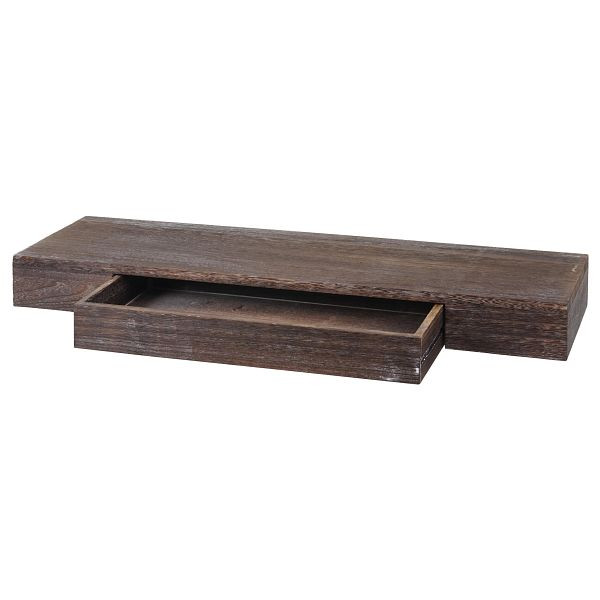 Mendler Wandregal HWC-H37, Schweberegal Wandboard Hängeregal Regal, Schublade Massiv-Holz 8x80x25cm, braun, shabby, 72925