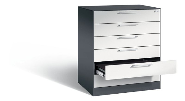 C+P Karteischrank Asisto, H1010xB800xT600mm, Farbe: Schwarzgrau / Lichtgrau, Bügelgriff, 146243-600 S10017