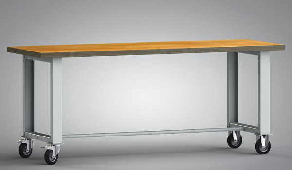 KLW Fahrbare Standard-Werkbank - 2000 x 700 x 840 mm in zerlegter Ausführung mit Buchen-Multiplexplatte 2000 x 700 x 40 mm, WS885N-2000M40-X7000